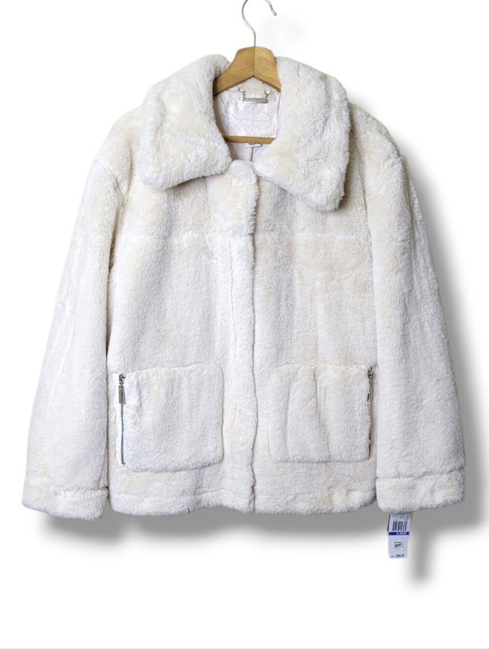 JOU JOU Cream Faux Fur Coat • Size XL NWT